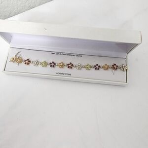 NIB 18kt Gold Over Sterling Silver Semi Precious Stone Braclet